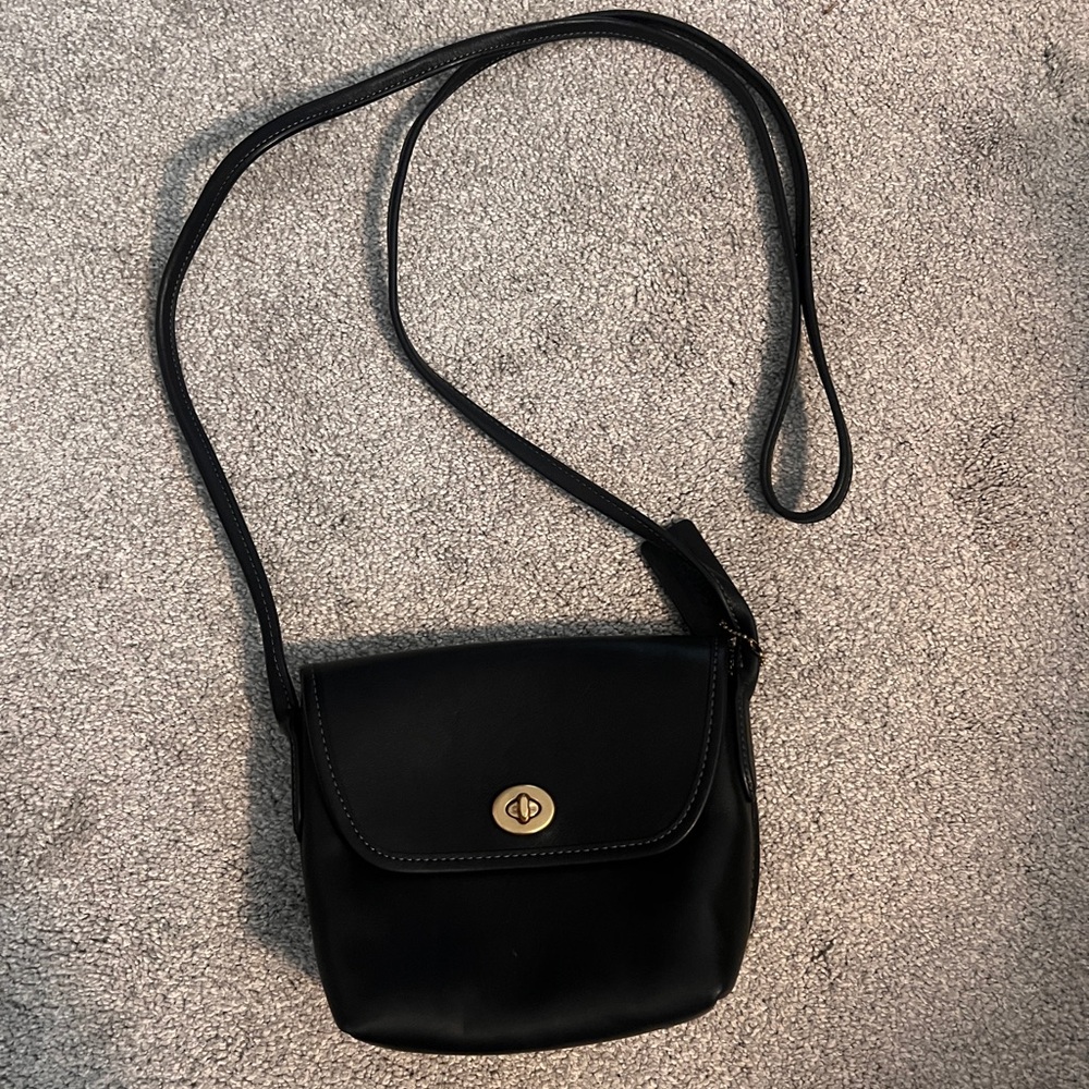 Coach Black Crossbody Bag with Gold Accent